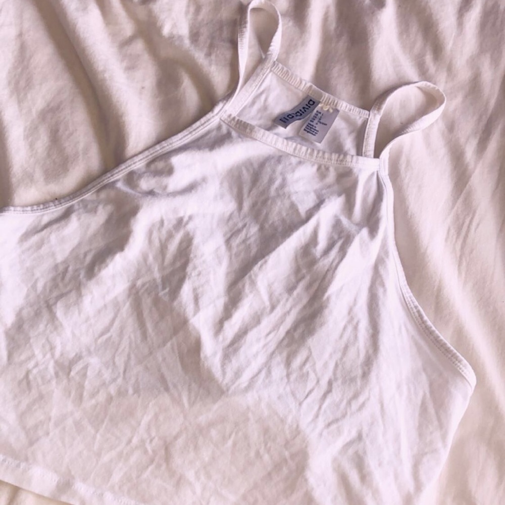 Basic white crop halter top